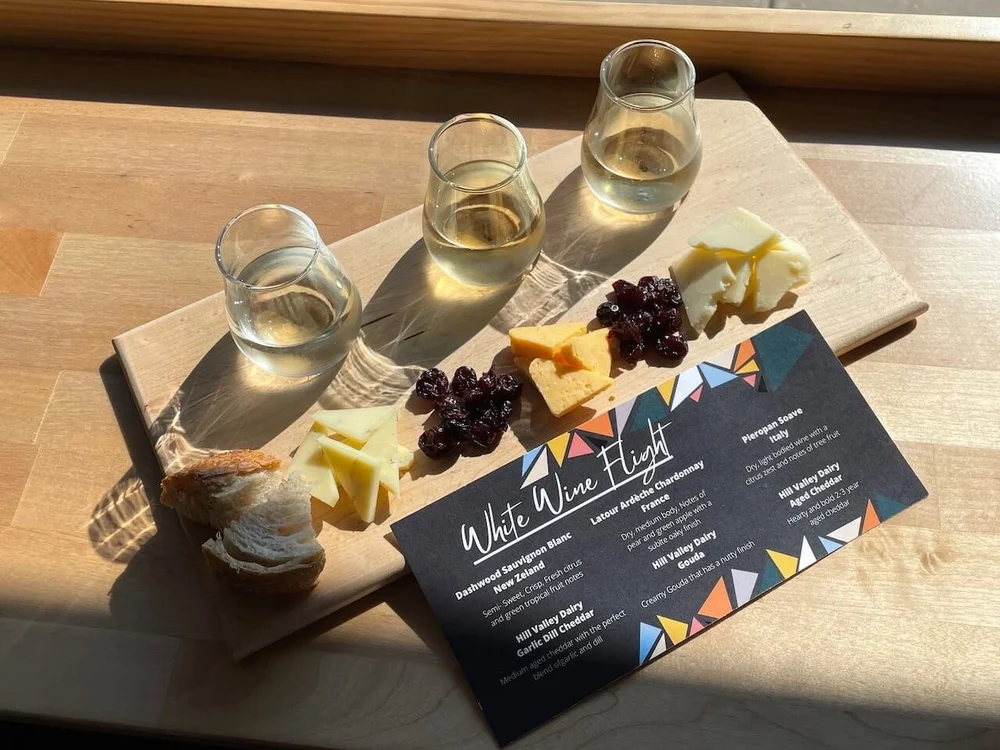 White wine flight at Hill Valley